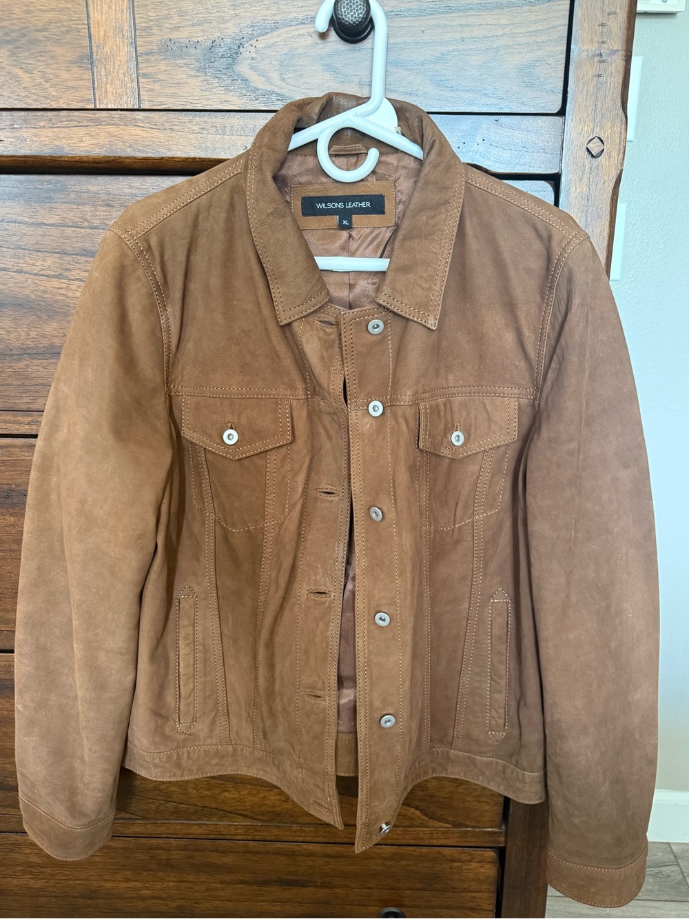 Wilsons Leather Brown Suede Trucker  Jean jacket Style
